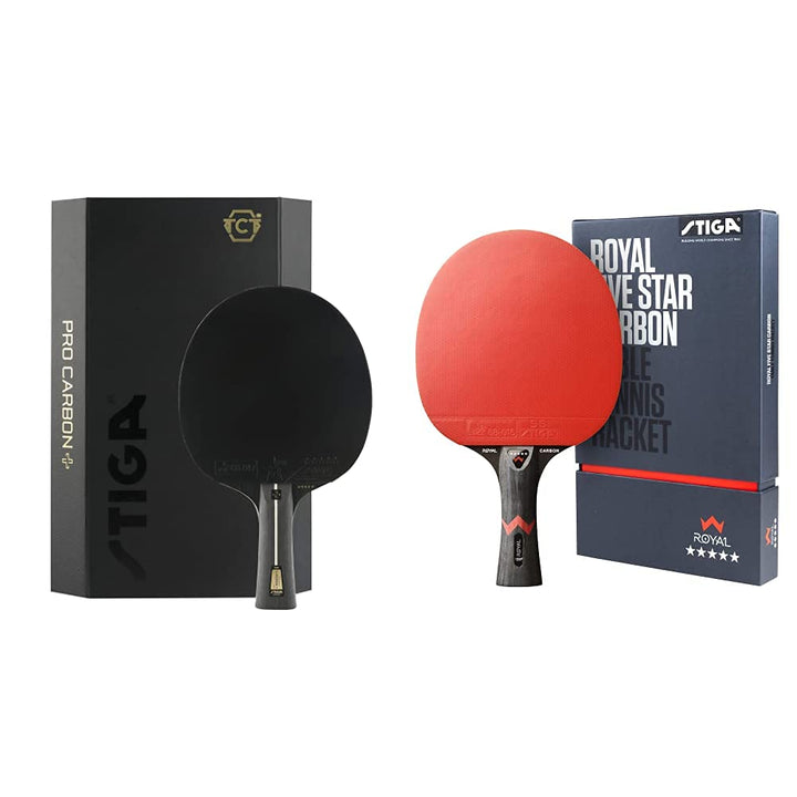 STIGA Unisex – Erwachsene Pro Carbon + Tischtennisschläger, rot/schwarz, One size Bundle mit Tischte