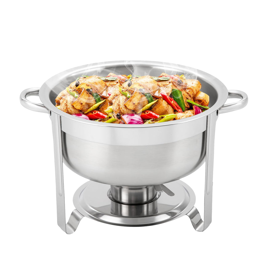 Edelstahl Chafing Dish, 8.5L Speisenwärmer, Warmhaltebehälter Suppentopf, Runde Edelstahl Chafing Di