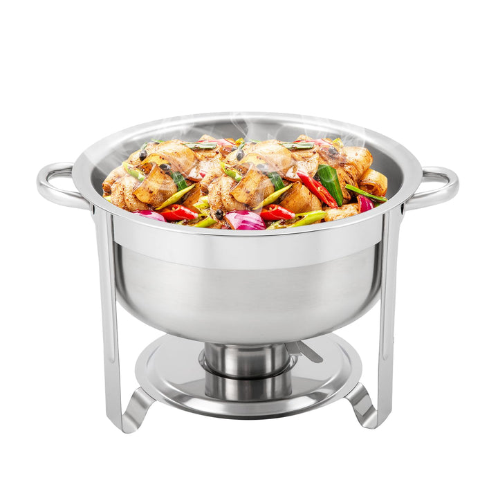 Edelstahl Chafing Dish, 8.5L Speisenwärmer, Warmhaltebehälter Suppentopf, Runde Edelstahl Chafing Di