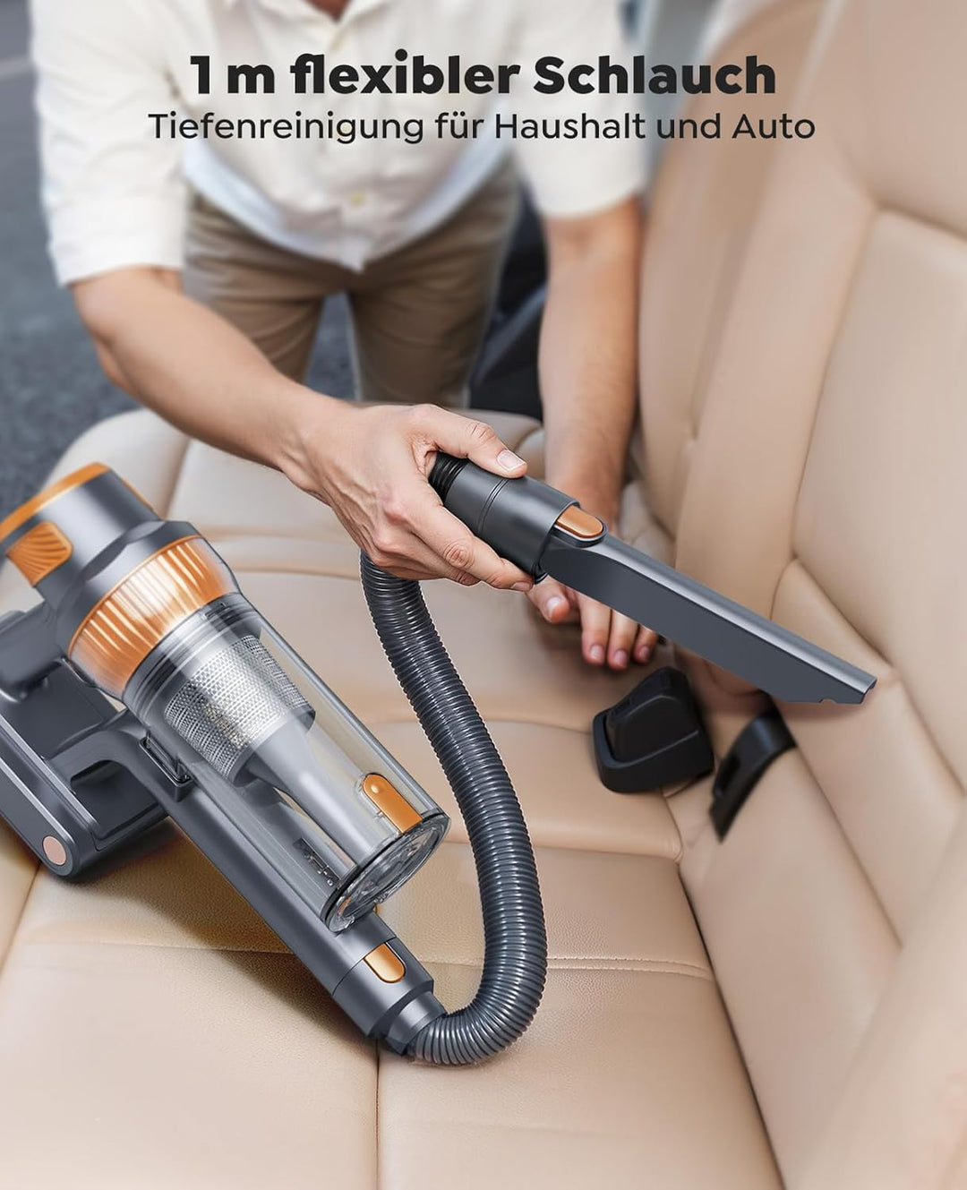 SMOTURE Akku Staubsauger Kabellos mit 1M Schlauch,50kPa/600W/65Min kabelloser Staubsauger mit Automa