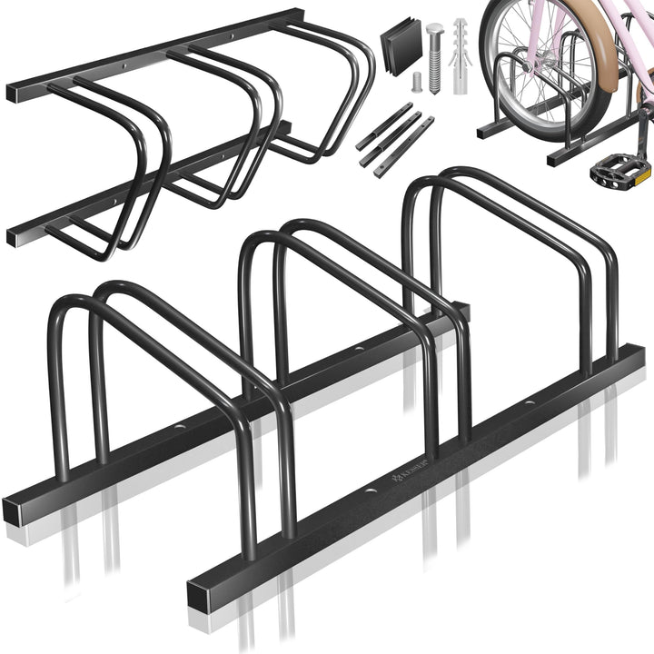 KESSER® Fahrradständer für 3 Fahrräder inkl. Parkschild | Mehrfachständer mit 37cm Radabstand für 30