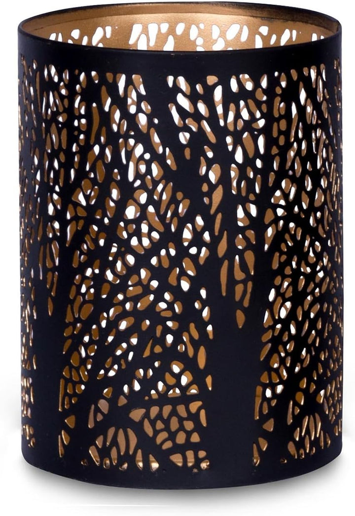 3er Set Windlichter Metall Schwarz Gold Kerzenhalter Deko Laterne Design