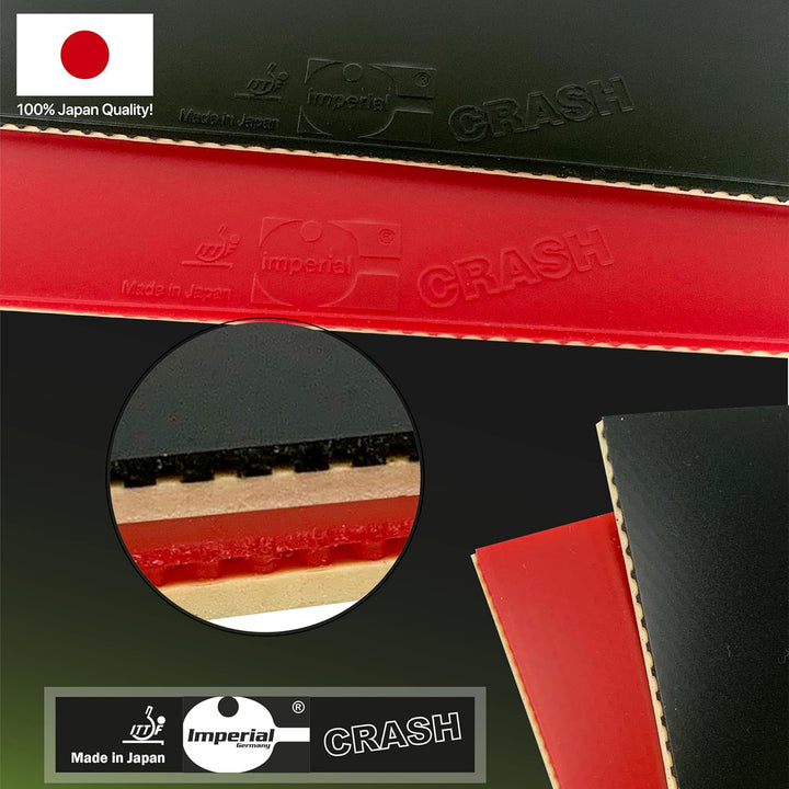 Imperial Crash | Japan Tischtennis Belag | Noppen innen | Offensiv | ITTF Zulassung Rot 1,8 mm, Rot