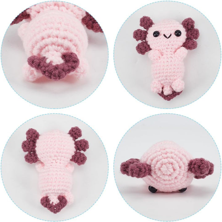 FREEBLOSS Häkelset Axolotl Häkelgarn und Häkelnadel Set mit Anleitung - Häkeltier Set für Handarbeit