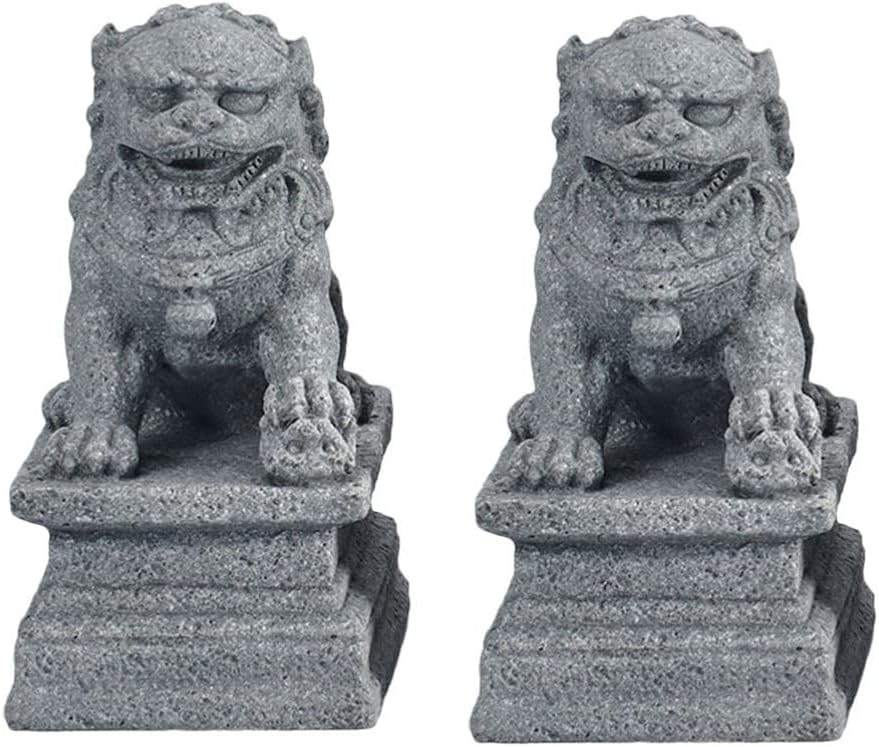 YARNOW 2st Löwenverzierung Im Chinesischen Stil Wohlstand Porsperity Statue Fengshui-löwenstatuen Fe