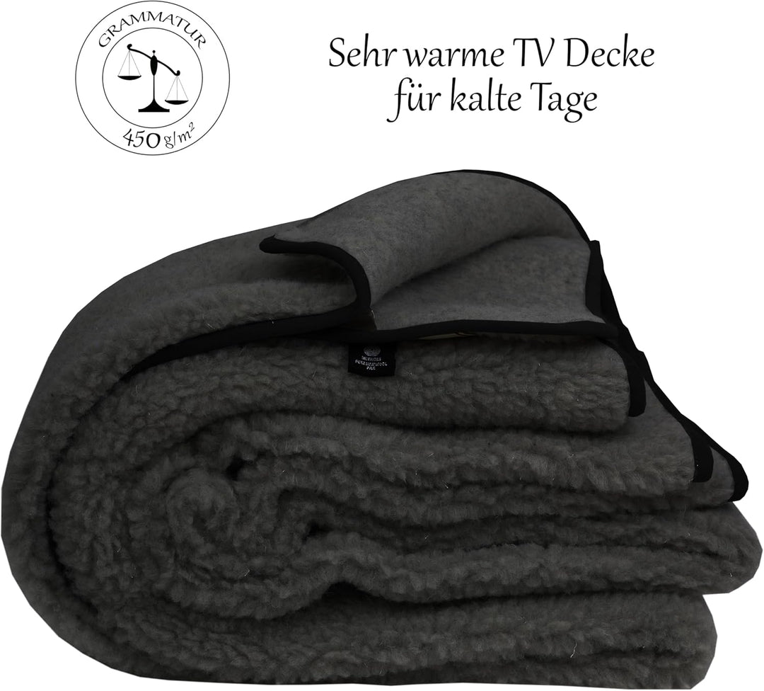 Warme & Dicke Tragbare Decke mit Ärmel aus Schurwolle, Wolldecke Merinowolle, Woolmark-Zertifiziert,