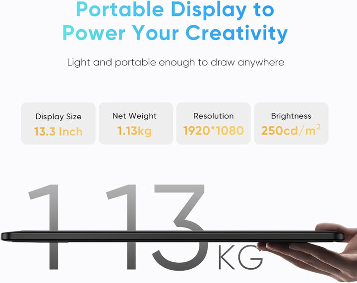 XPPen Artist 13.3 Pro V2 Display Grafiktablett mit X3 Pro Smart Chip 16K Druckstufen, Digitales Zeic