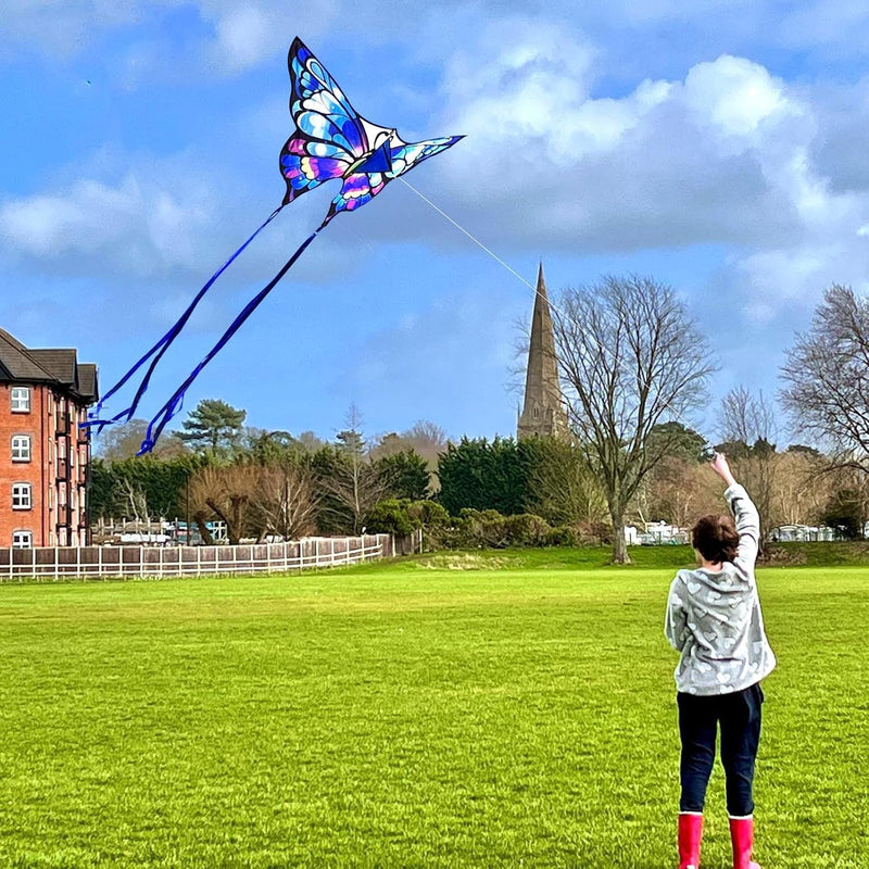 Simxkai Drachen für Kinder und Erwachsene, einfach zu fliegen, grosser Drachen für Anfänger 2 Lila S