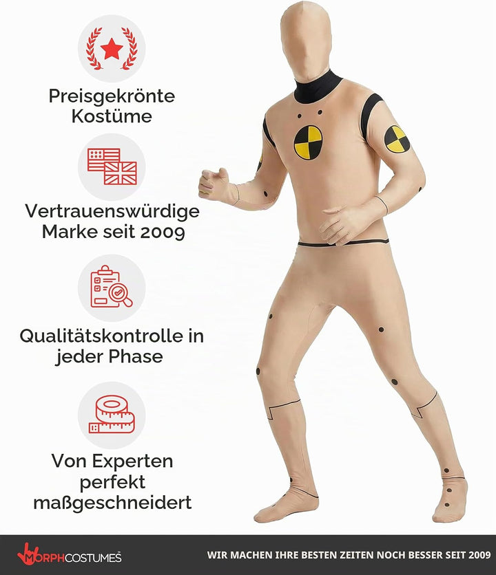 Morphsuits Offizielles Crash Test Dummy Kostüm, Kostüm Herren, Halloween, Halloween XL, XL