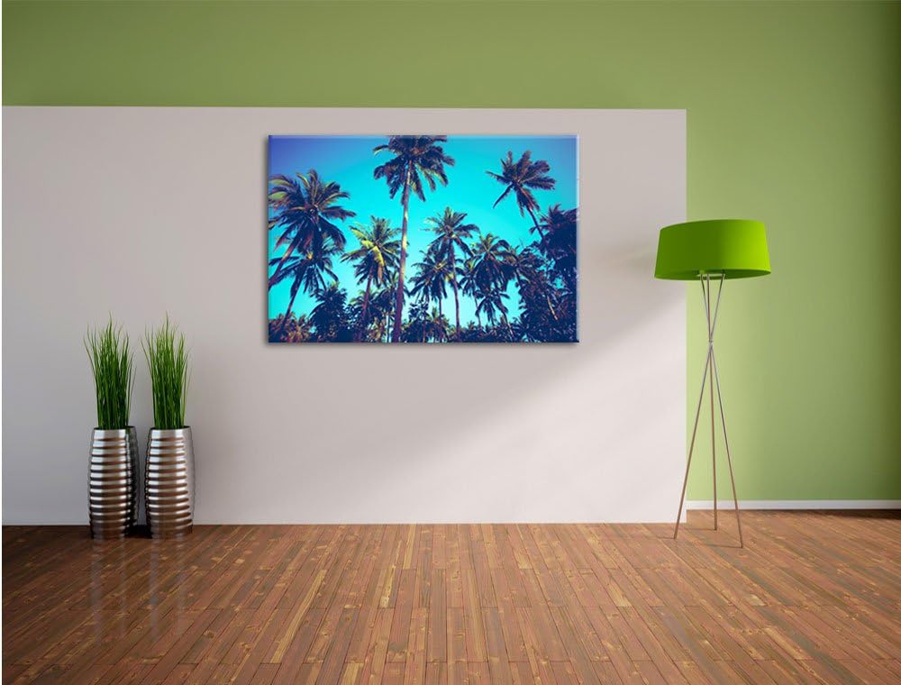 Tropische Palmen, Format: 100x70 auf Leinwand, XXL riesige Bilder fertig gerahmt mit Keilrahmen, Kun