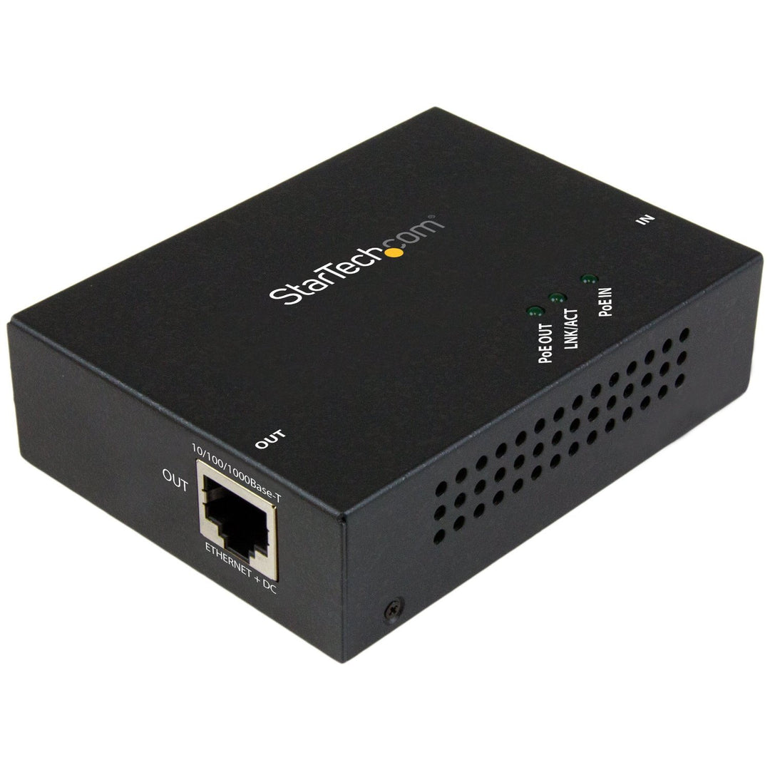 StarTech.com Gigabit PoE+ Extender, 802.3at/af, 100m, Power over Ethernet Extender, PoE Repeater / V