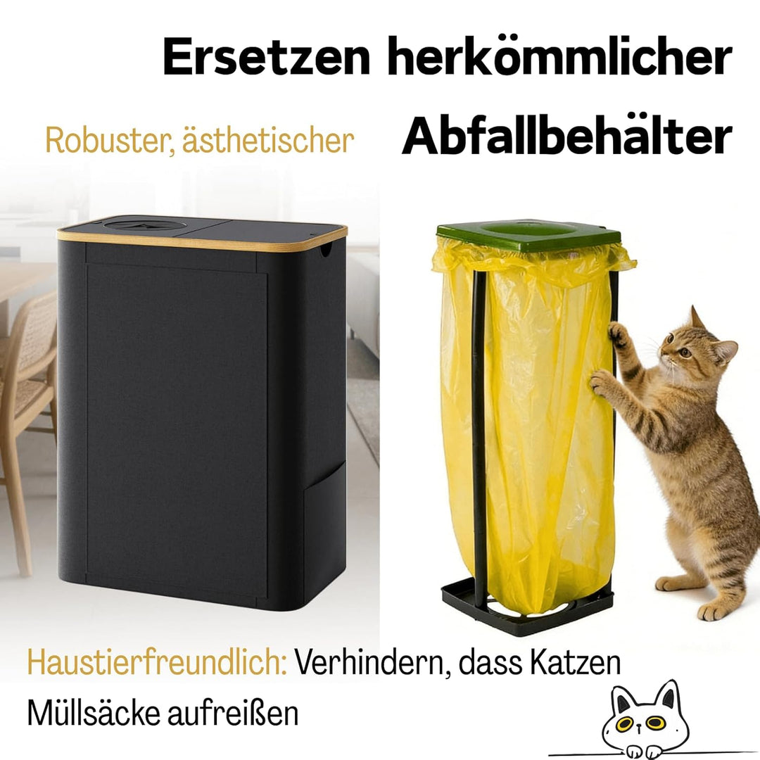 RMAN® 160L Gelber Sack Ständer + Pfandflaschen Sammelbehälter mit Deckel 2-in-1 Gross Müllsackstände