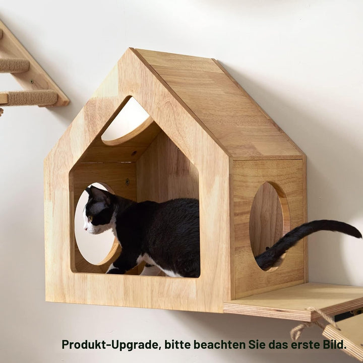 FUKUMARU Katzen Wand, Wandmontiertes Katzenhaus aus hochwertigem Birkensperrholz - Perfekter Ort zum