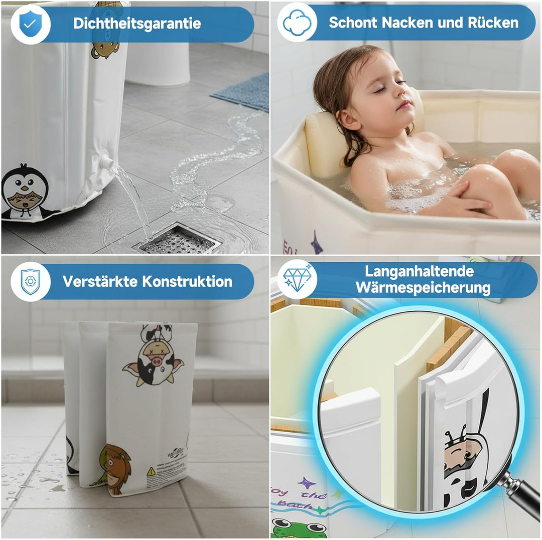 WAVYEASE Neue Design Tragbare Badewanne für Kleinkinder - Faltbare Sitzbadewanne für Kinder, Sekunde