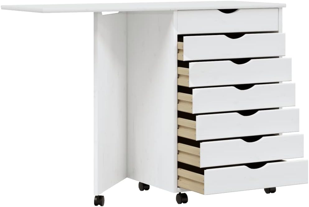 Mobiler Aktenschrank Lagerschrank mit Schreibtisch Beistellschrank mit Rollen für Wohnzimmer Schlafz