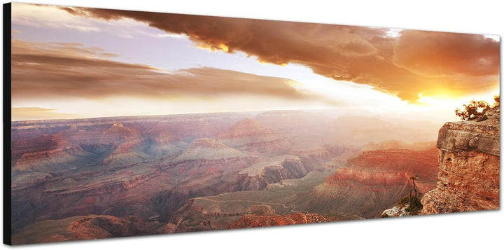 Paul Sinus Art Panoramabild auf Leinwand und Keilrahmen 150x50cm Grand Canyon Sonnenaufgang Landscha