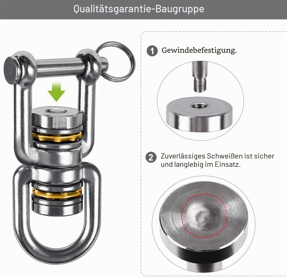 BeneLabel Drehwirbel Hängesessel, 2er Schaukel Wirbel Lager Schwerlast Edelstahl 360 Drehbar Boxsack