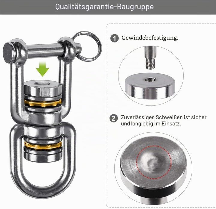 BeneLabel Drehwirbel Hängesessel, 2er Schaukel Wirbel Lager Schwerlast Edelstahl 360 Drehbar Boxsack