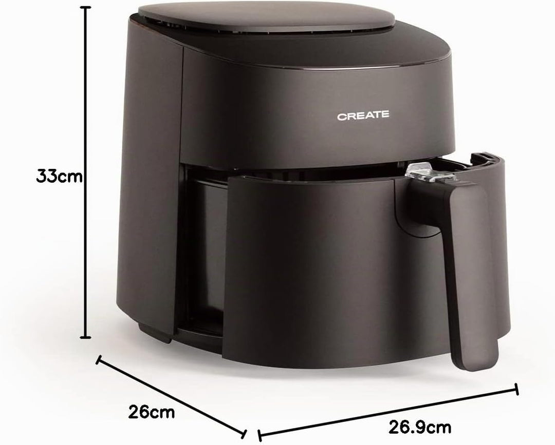 CREATE/FRYER AIR PRO COMPACT/Heissluftfritteuse 3.5L Schwarz / 8 Programme, Display, praktisch, leic