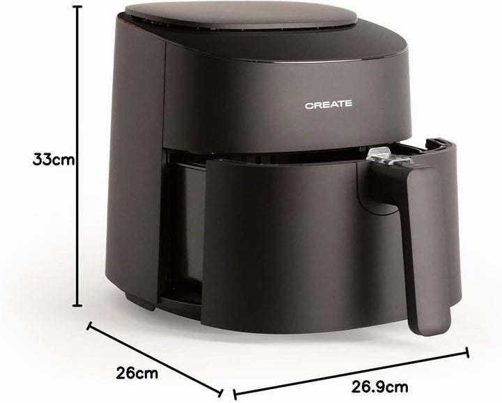 CREATE/FRYER AIR PRO COMPACT/Heissluftfritteuse 3.5L Schwarz / 8 Programme, Display, praktisch, leic