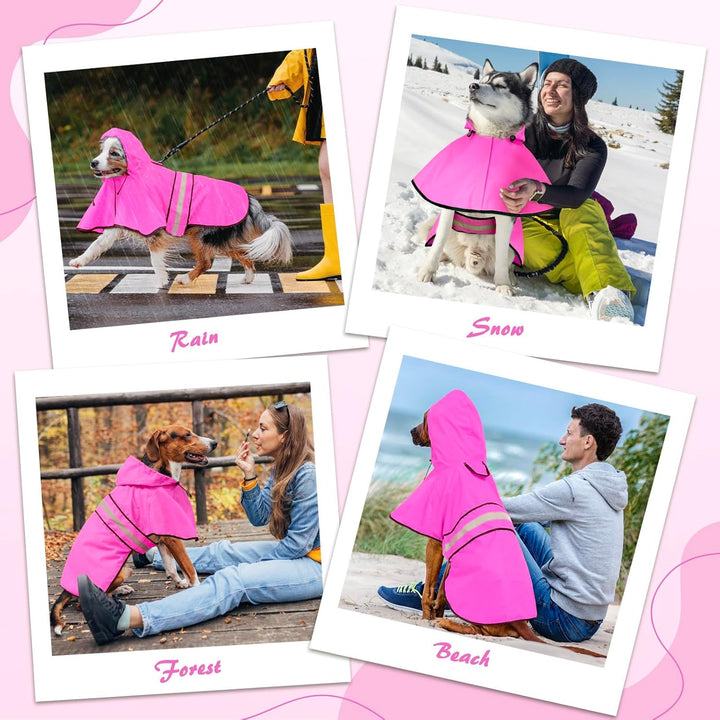 Weesiber Regenmantel Hund - Hunderegenmantel Wasserdicht Regenjacke Hund Reflektierend mit Leinenloc