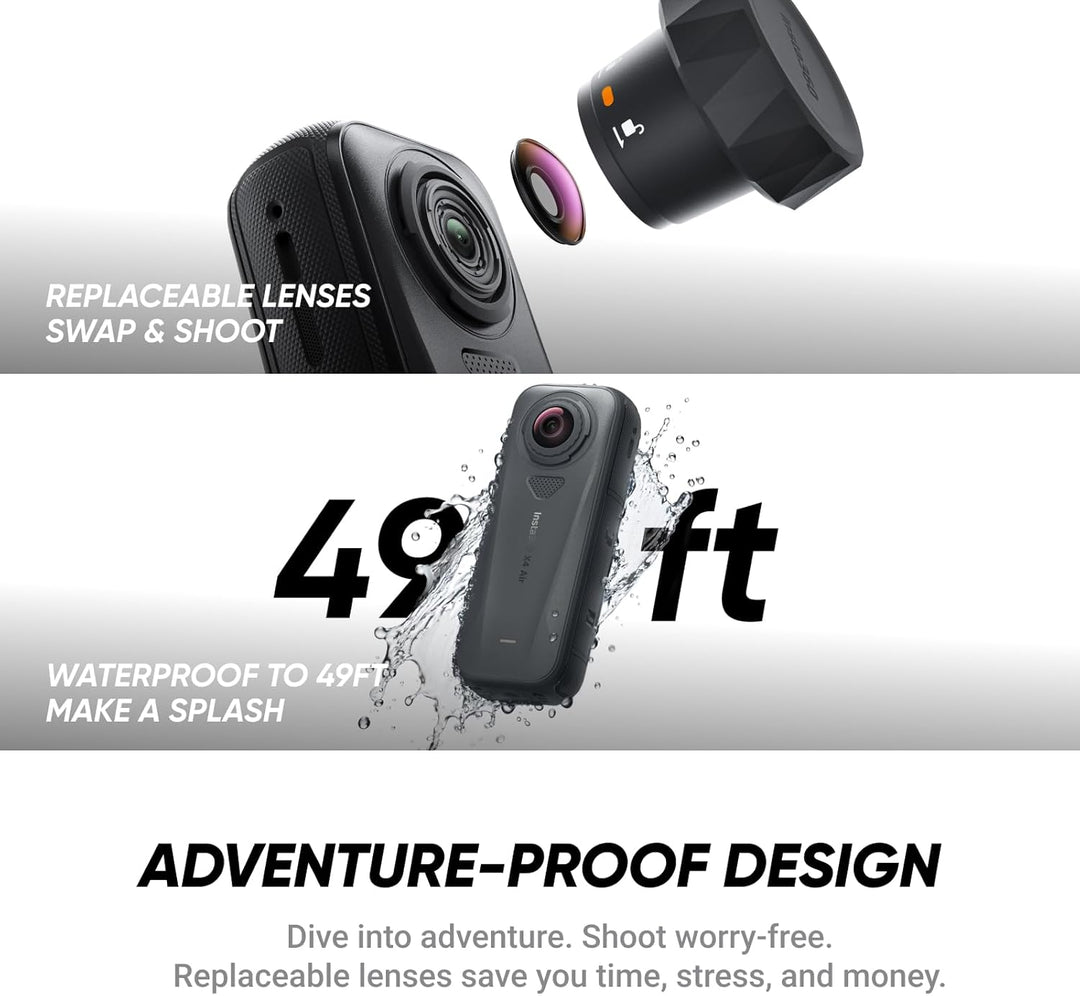 Insta360 X4 Air Motorrad-MultiView-Bundle (Ultimativ) – 165 g leichte 8K 360°-Kamera, Unsichtbarer S