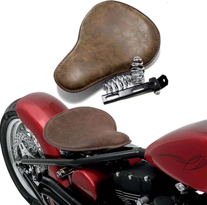 Bronze Motorrad Solo Sitz,mit Feder Halterung Kit für Chopper Bobber Sportster XL883/1200., Bronze