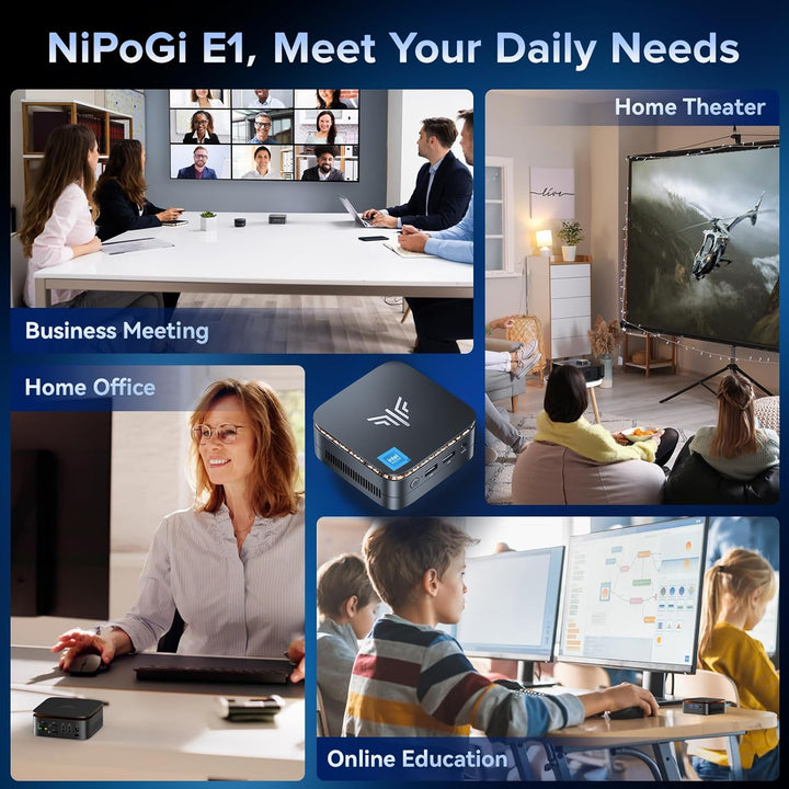 NiPoGi Mini PC Ιntel 11th Gen N5105(bis zu 2.9GHz), 12GB DDR4 256GB SSD Kleiner Desktop Computer, Un