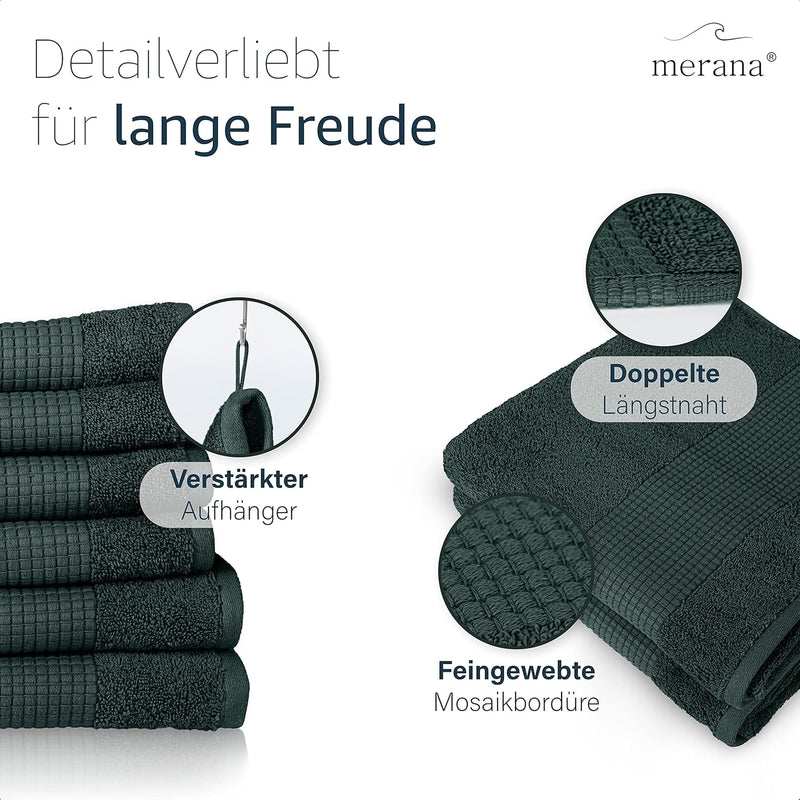 Merana Rome Handtuch Set | saugstark, weich und fusselfrei | Frottier Luxus Qualität | 100% Baumwoll