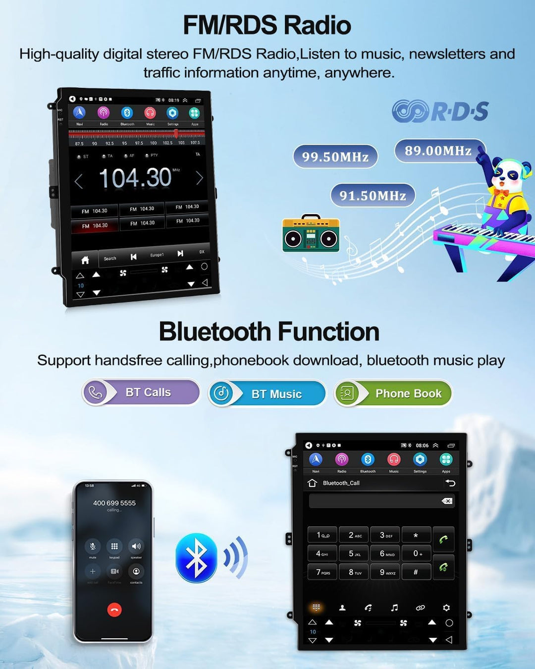 CAMECHO 2G+64G Android 15 Autoradio für Ford Ranger PX 2011-2015, mit Carplay Wireless Android Auto,