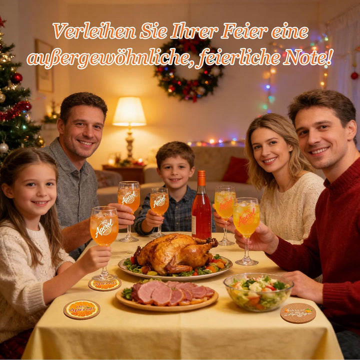 Aperol Geschenkset mit 2 Gläsern (430ml), Untersetzern, Trinkhalmen, Reinigungsbürste und Geschenkbo