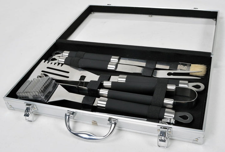 SOUK ONE Edelstahl Grillbesteck-Set 11-teilig Grill-Koffer BBQ Grillkoffer Besteck Zubehör für Männe
