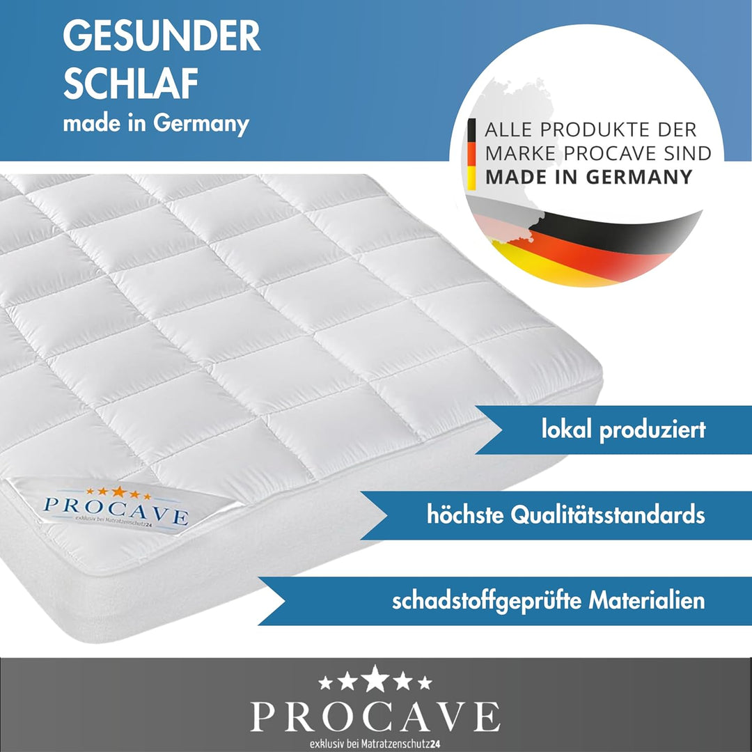 PROCAVE Micro-Comfort Matratzen-Bett-Schoner weiss 120x200 cm mit Spannumrandung | Höhe bis 30cm | A