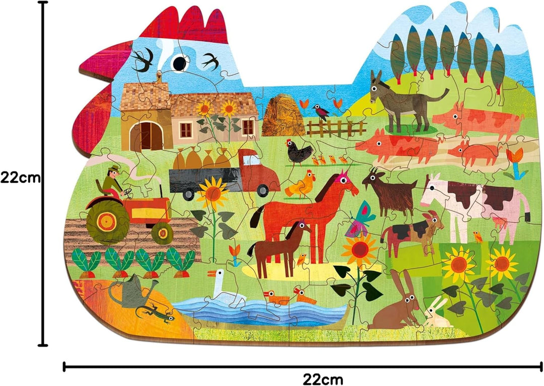 Ludattica - Woody Puzzle 48 Teile - Der Bauernhof