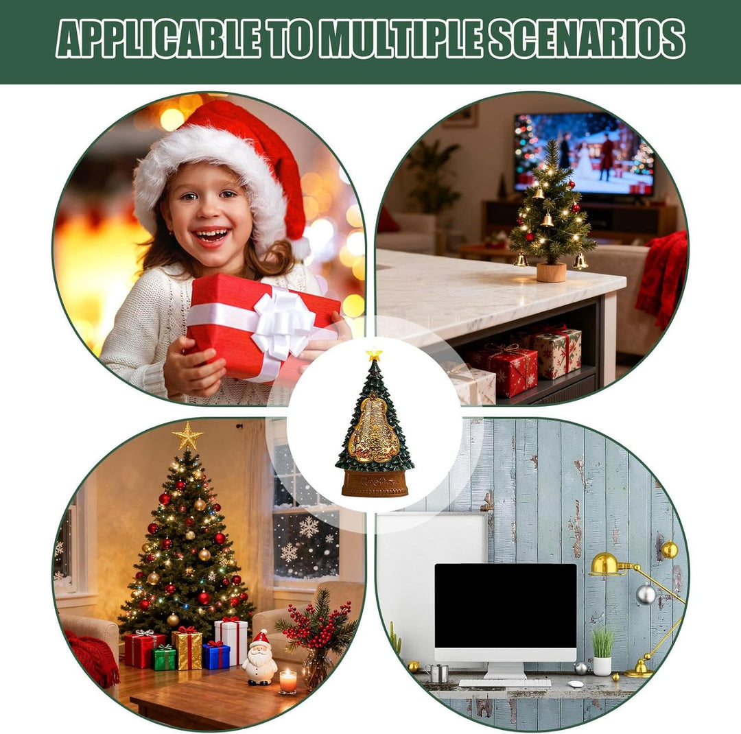 Schneekugel für Weihnachten, USB-Musik-Timer, 6-Stunden-Timer, Weihnachts-Schneekugel, Laterne, Glit