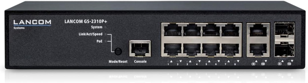 LANCOM GS-2310P+, Managed Layer-2-Switch, 8x GE POE Port nach IEEE 802.3af/at mit 130W, 2x Combo-Por