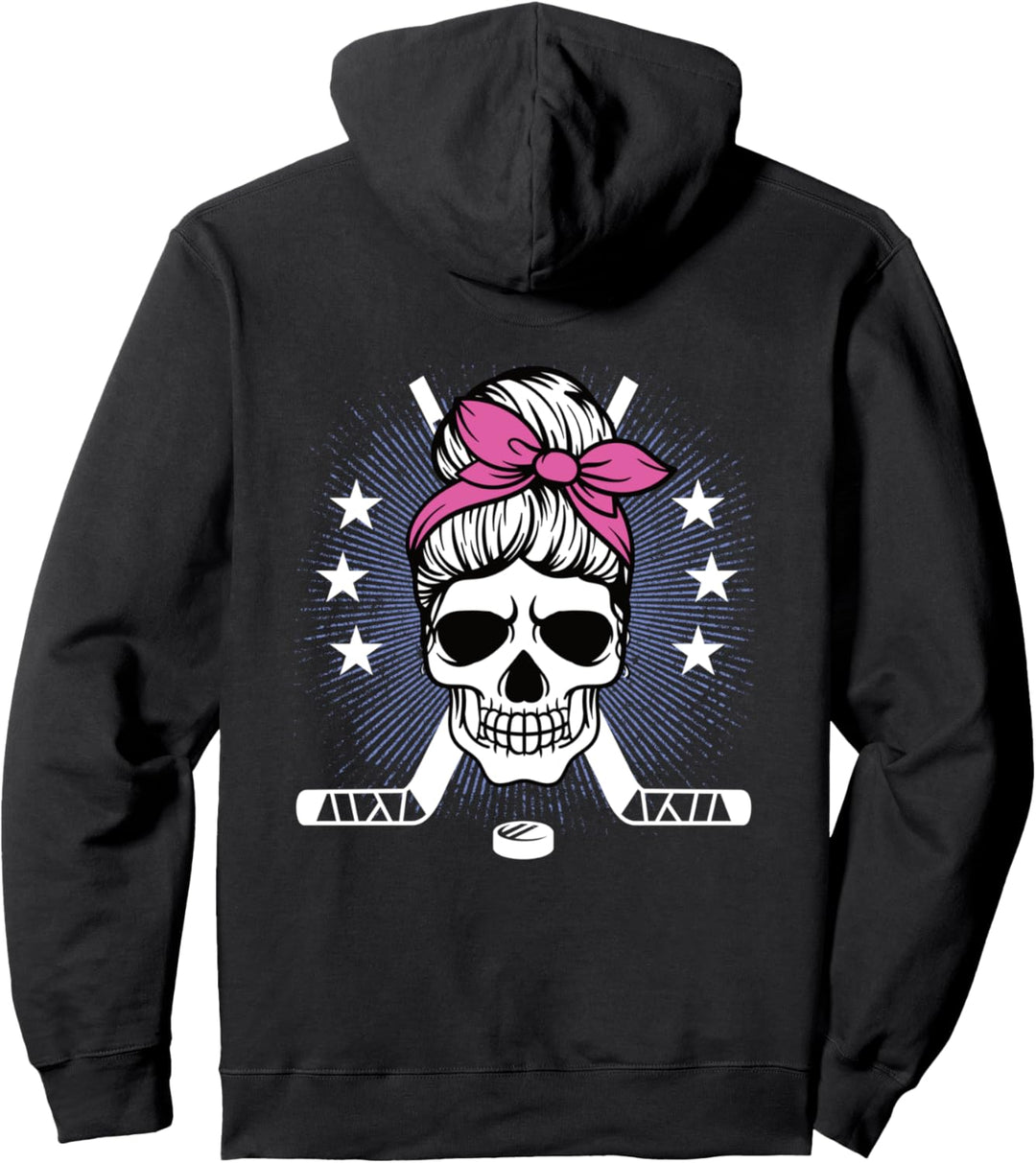 Eishockey Ausrüstung Frauen Eishockeyspielerin Totenkopf Pullover Hoodie