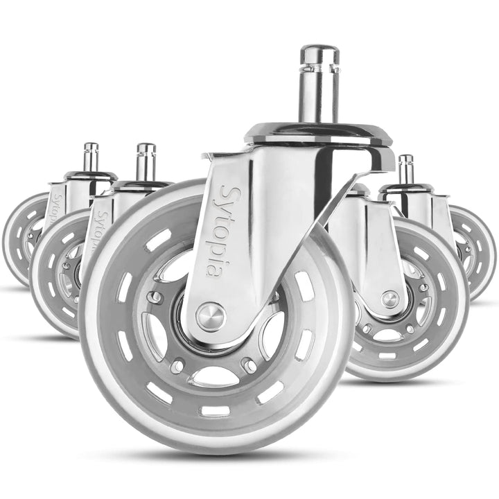 Sytopia Bürostuhlrollen 10mm x 22 mm,Super Leise und Weiche, 5er Set Rollen für Bürostühle, geeignet