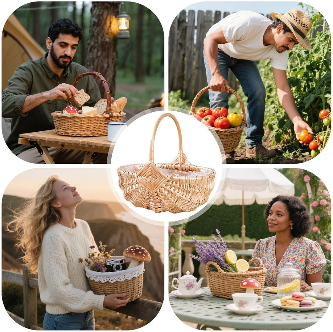 Weidenkorb Mit Griff Design | Leerer Weiden Aufbewahrungskorb,Grosse Aufbewahrungsbox Für Outdoorakt