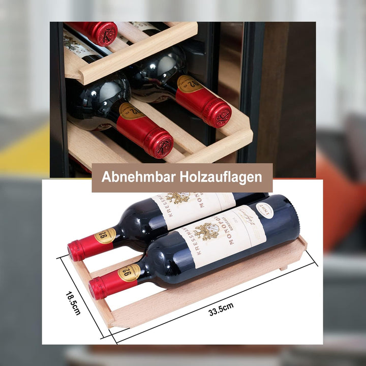 Kalamera Weinkühlschrank, 12 Flaschen 35 Liter Weinklimaschrank klein mit Kompressor, 5-18°C, KRC-35