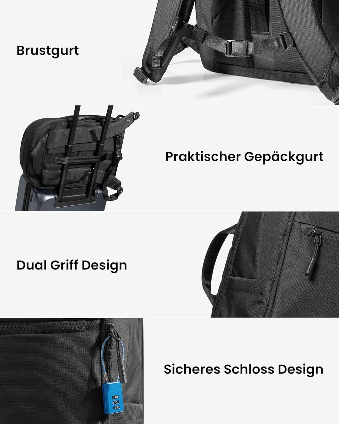 tomtoc Laptop Rucksack 22L, Business Rucksack Herren Damen mit Laptopfach für 15,6-16 Zoll Notebook,
