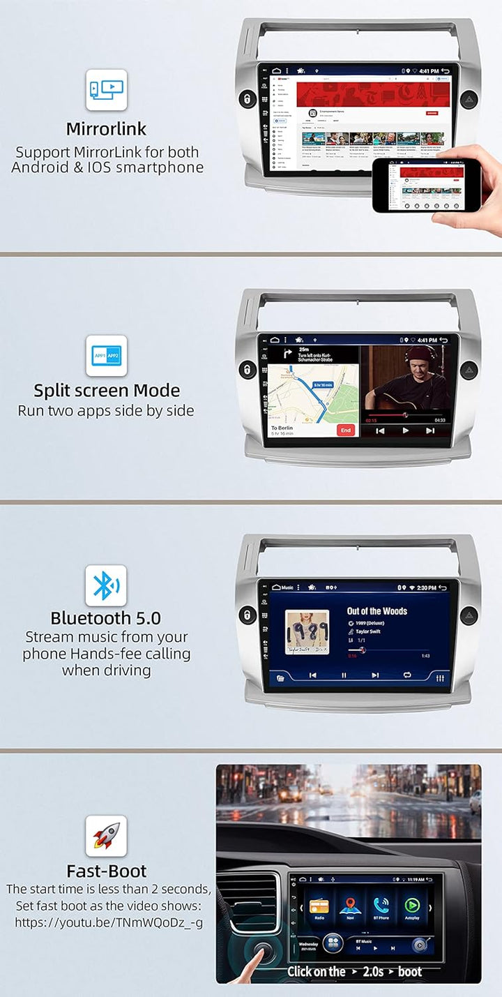JOYX Android 12 Autoradio Passt für Citroen C4/C-Quatre/C-Triomphe (2004-2012) - 4G+64G - Eingebaut