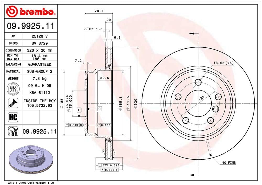 Brembo 09.9925.11 COATED DISC LINE Bremsscheibe - Paar
