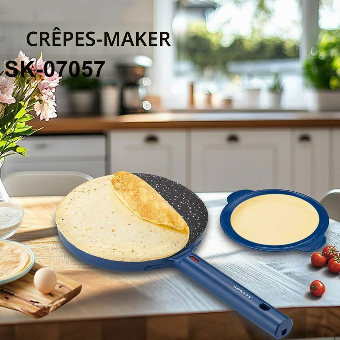 SOKANY Crepes Maker, Elektrischer Crêpes-Maker mit Cool-Touch-Griff, Antihaftbeschichtung, Temperatu