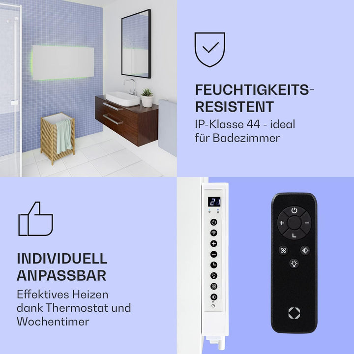 Klarstein 2-in-1 Infrarotheizung & Konvektor, Infrarotheizung mit Thermostat 1000W, IP44-Infrarothei