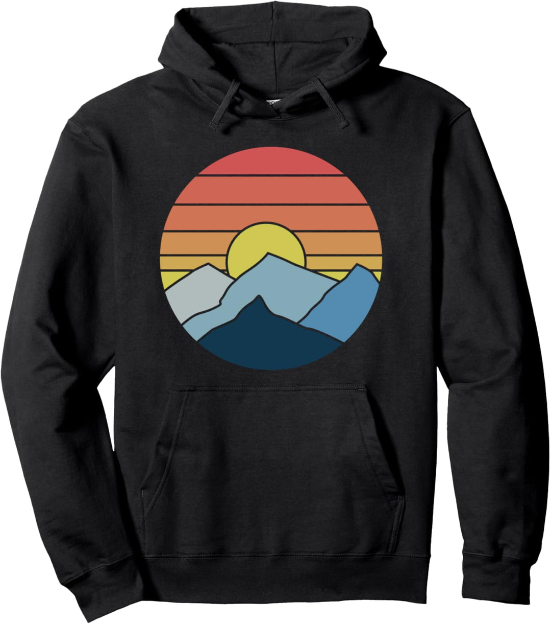 Mountains Sun Retro-Kunstwerk Pullover Hoodie