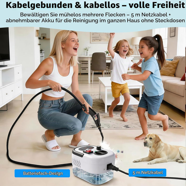 Neu 3-Stufig Einstellbarer Dampfreiniger Handgerät für Alles Haushalt Und Auto, 11s Aufheizzeit, 3ba