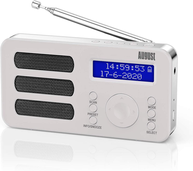 August MB225 - Tragbares Radio mit DAB+ / DAB/FM RDS-Funktion 40 Presets digitaler Radiowecker Stere