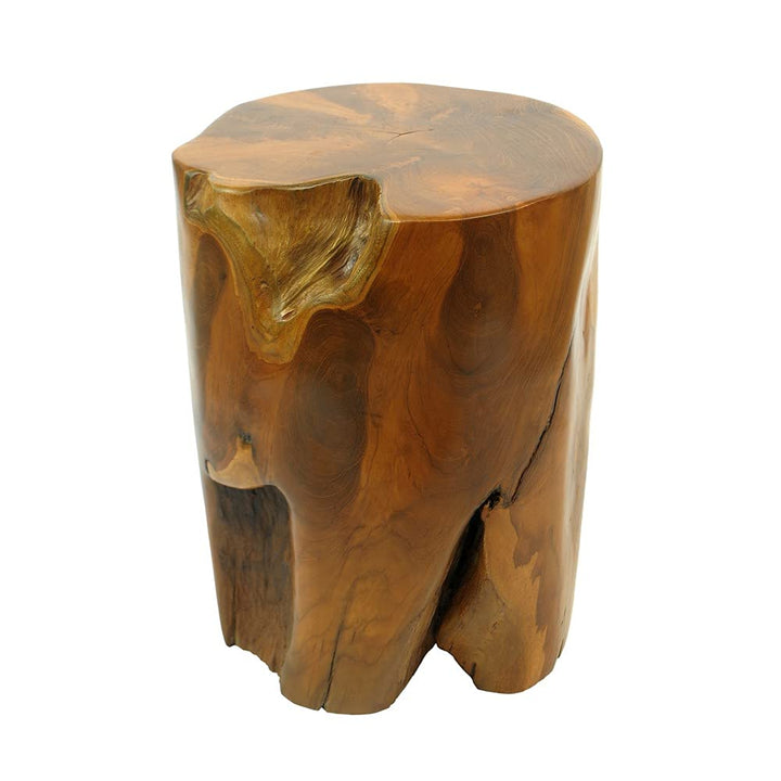 wohnfreuden Teak-Holz Hocker 40 cm lasiert rund Natur Bad Garten Wohnen Holz-Dekoration Sitzgelegenh