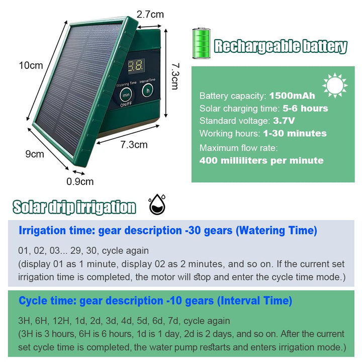 Solar Bewässerungssystem Balkon Garten Gewächshaus, Automatische Bewässerung Für Aussen Garten, Zeit